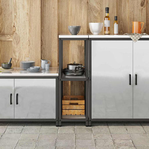 vidaXL Kitchen Storage Shelf with Shelf Silver Galvanised steel