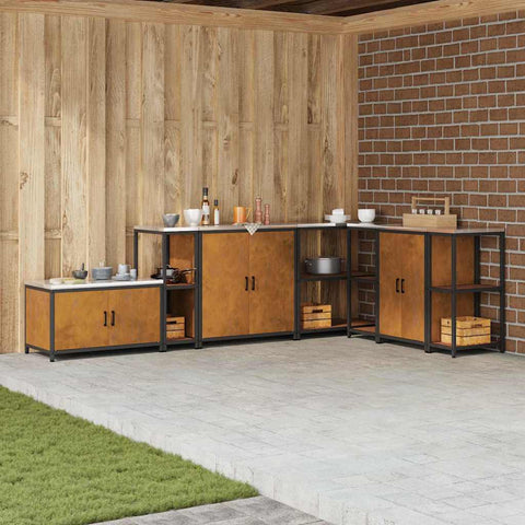 vidaXL Kitchen Storage Shelf with Shelf Rusty Weathering steel