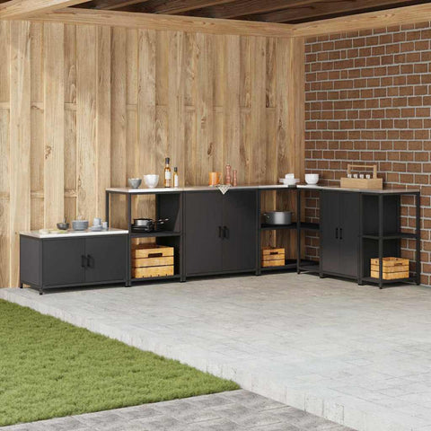 vidaXL Kitchen Storage Cabinet with Shelf with Storage Black Steel