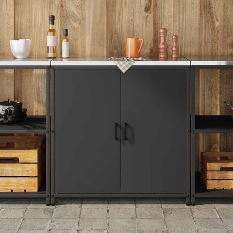 vidaXL Kitchen Storage Cabinet with Shelf with Storage Black Steel