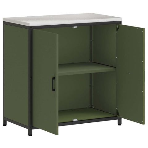vidaXL Kitchen Storage Cabinet with Shelf with Door Olive green Steel