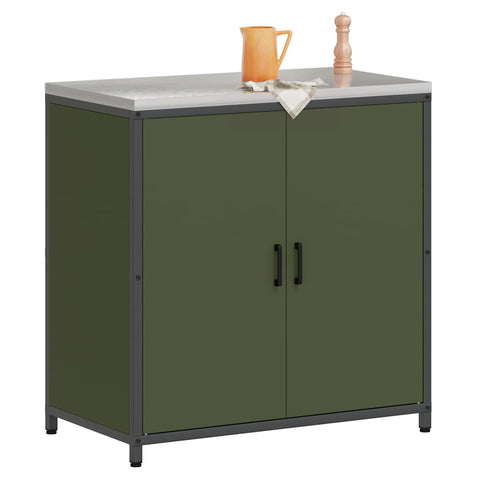 vidaXL Kitchen Storage Cabinet with Shelf with Door Olive green Steel