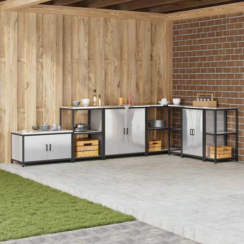 vidaXL Kitchen Storage Cabinet with Shelf with Storage with Door Silver Stainless steel