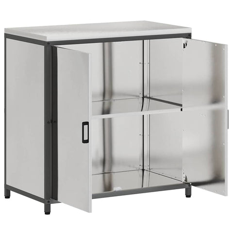 vidaXL Kitchen Storage Cabinet with Shelf with Storage with Door Silver Stainless steel
