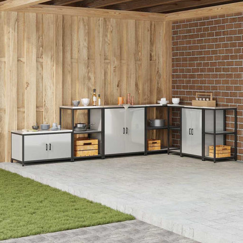 vidaXL Kitchen Storage Cabinet with Shelf Silver Galvanised steel