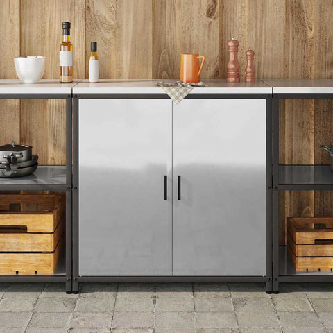 vidaXL Kitchen Storage Cabinet with Shelf Silver Galvanised steel