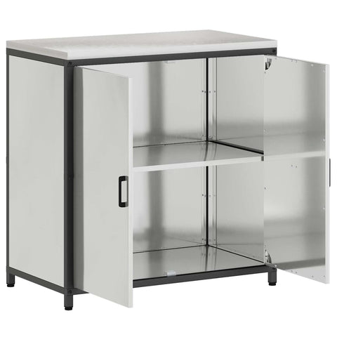 vidaXL Kitchen Storage Cabinet with Shelf Silver Galvanised steel