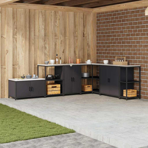 vidaXL Kitchen Storage Cabinet with Shelf with Storage Black Steel