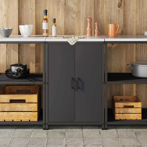 vidaXL Kitchen Storage Cabinet with Shelf with Storage Black Steel