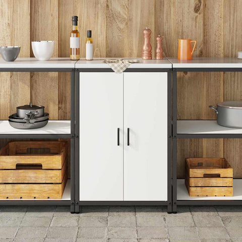 vidaXL Kitchen Storage Cabinet with Shelf with Storage White Steel
