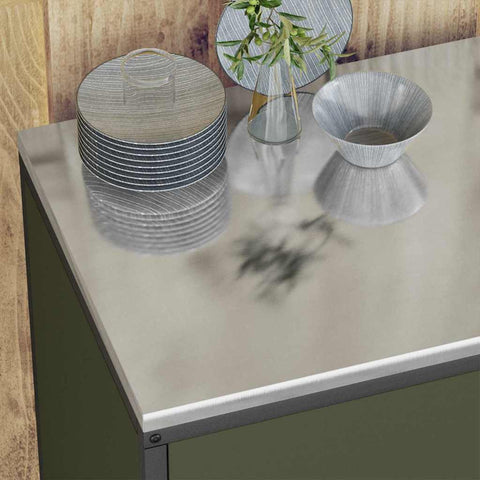 vidaXL Kitchen Storage Cabinet with Shelf with Door Olive green Steel