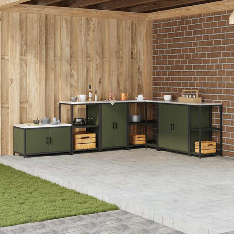 vidaXL Kitchen Storage Cabinet with Shelf with Door Olive green Steel