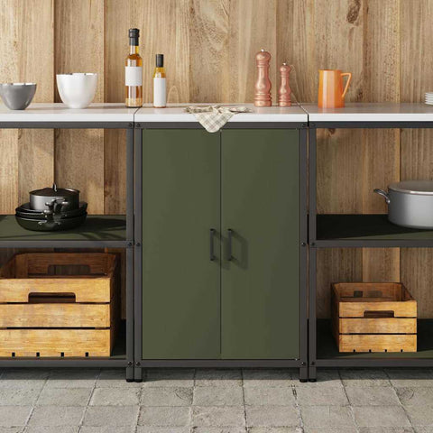 vidaXL Kitchen Storage Cabinet with Shelf with Door Olive green Steel