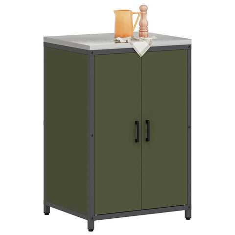 vidaXL Kitchen Storage Cabinet with Shelf with Door Olive green Steel
