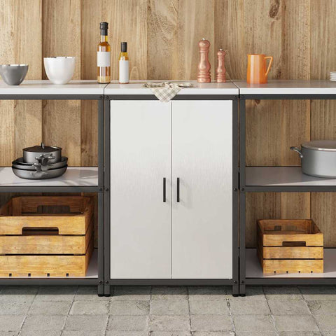 vidaXL Kitchen Storage Cabinet with Shelf Silver Stainless steel