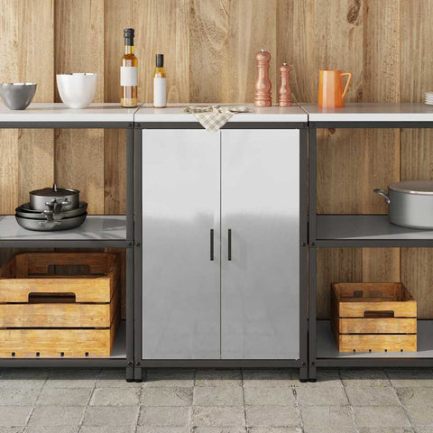 vidaXL Kitchen Storage Cabinet with Shelf Silver Galvanised steel