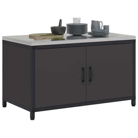 vidaXL Kitchen Storage Cabinet with Shelf with Storage Black Steel