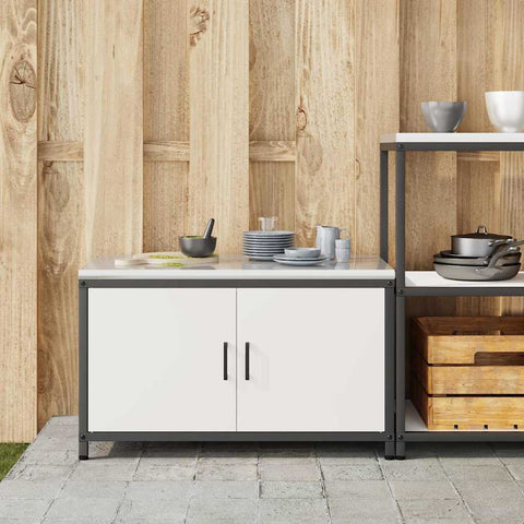 vidaXL Kitchen Storage Cabinet with Drawer with Shelf White Steel