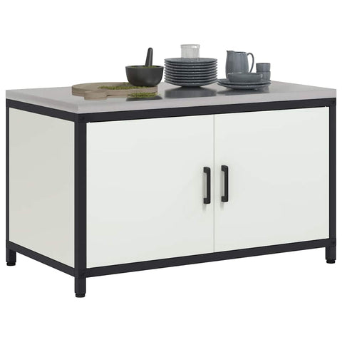 vidaXL Kitchen Storage Cabinet with Drawer with Shelf White Steel