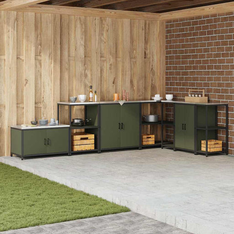 vidaXL Kitchen Storage Cabinet with Shelf with Door Olive green Steel