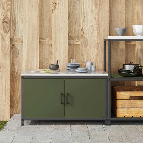 vidaXL Kitchen Storage Cabinet with Shelf with Door Olive green Steel