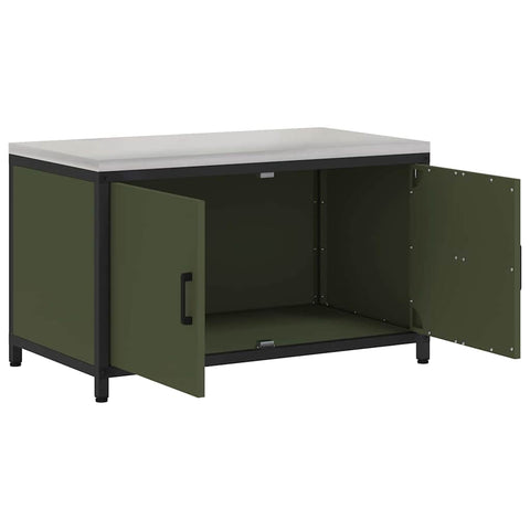 vidaXL Kitchen Storage Cabinet with Shelf with Door Olive green Steel