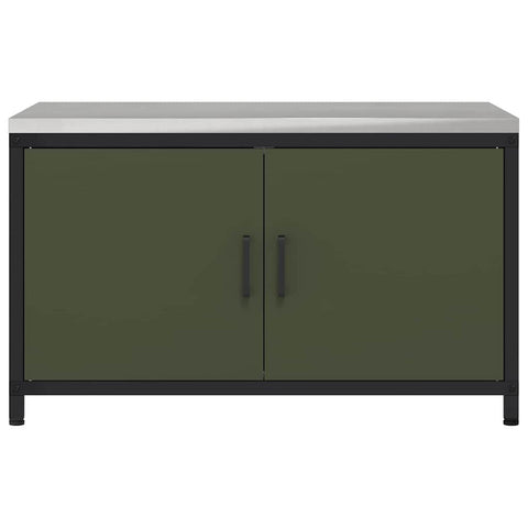 vidaXL Kitchen Storage Cabinet with Shelf with Door Olive green Steel