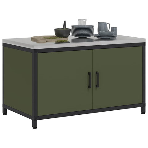 vidaXL Kitchen Storage Cabinet with Shelf with Door Olive green Steel