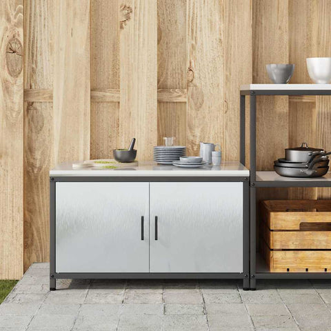 vidaXL Kitchen Storage Cabinet with Shelf Silver Stainless steel