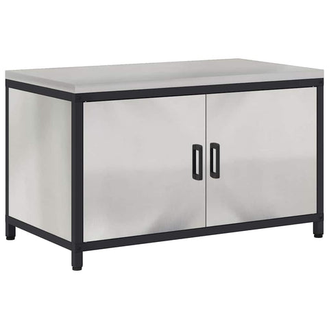 vidaXL Kitchen Storage Cabinet with Shelf Silver Stainless steel