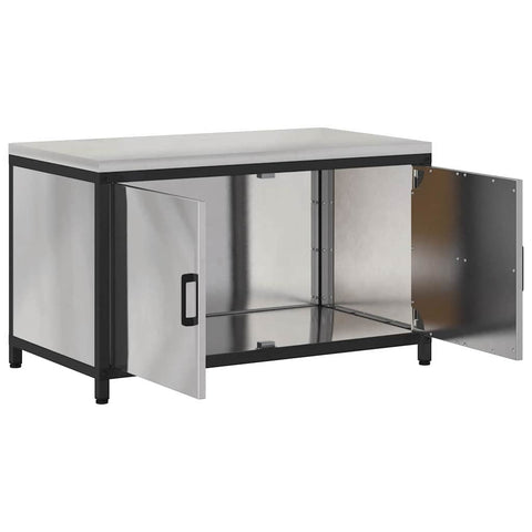vidaXL Kitchen Storage Cabinet with Shelf Silver Stainless steel