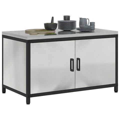 vidaXL Kitchen Storage Cabinet with Shelf Silver Stainless steel