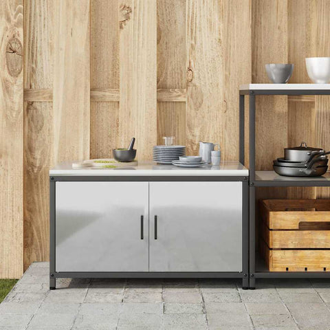 vidaXL Kitchen Storage Cabinet with Shelf Silver Galvanised steel