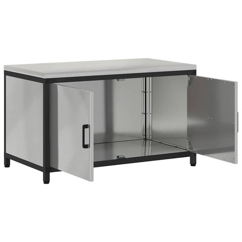 vidaXL Kitchen Storage Cabinet with Shelf Silver Galvanised steel