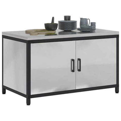 vidaXL Kitchen Storage Cabinet with Shelf Silver Galvanised steel