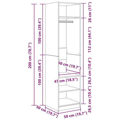 vidaXL Wardrobe with Shelf with Storage Old wood Engineered wood