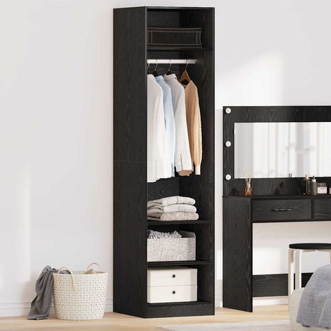 vidaXL Wardrobe with Shelf Black oak 50 x 50 x 200 cm Engineered wood