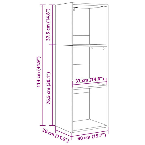 vidaXL Bookcase Black oak 40 x 30 x 114 cm Engineered wood