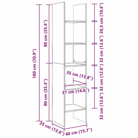 vidaXL Book Cabinet Old wood 40 x 35 x 180 cm Engineered Wood