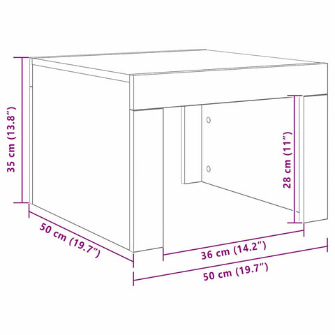 vidaXL Coffee Table Old wood 50 x 50 x 35 cm Engineered wood