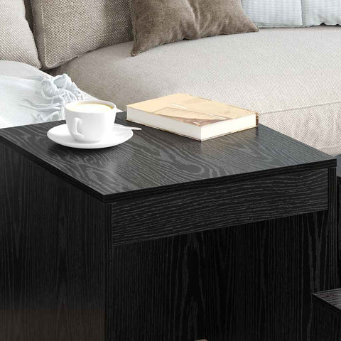 vidaXL Coffee Tables 3 pcs Black oak 45 x 45 x 45 cm Engineered wood