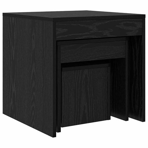 vidaXL Coffee Tables 3 pcs Black oak 45 x 45 x 45 cm Engineered wood