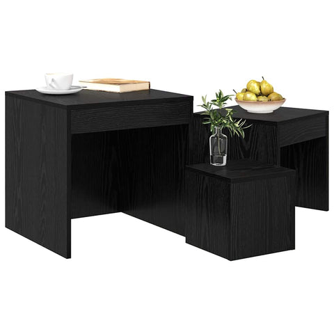 vidaXL Coffee Tables 3 pcs Black oak 45 x 45 x 45 cm Engineered wood