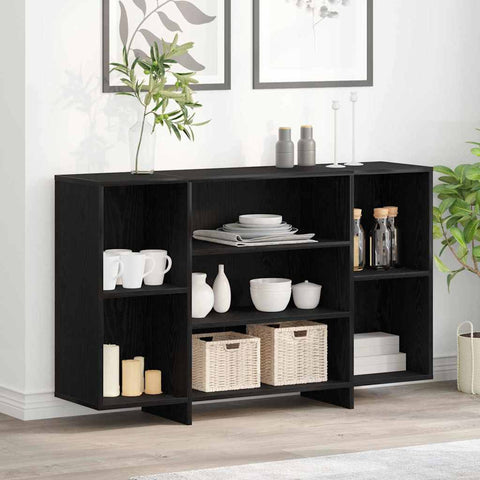 vidaXL Sideboard with Shelf Black oak 120 x 30 x 75 cm Engineered wood