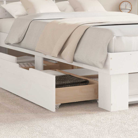 vidaXL Bed Frame with Headboard White 120 x 200 cm Solid Pine Wood