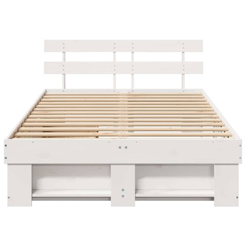 vidaXL Bed Frame with Headboard White 120 x 200 cm Solid Pine Wood