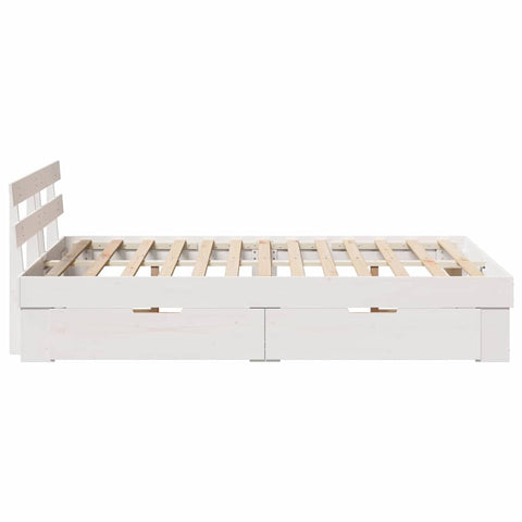 vidaXL Bed Frame with Headboard White 120 x 200 cm Solid Pine Wood