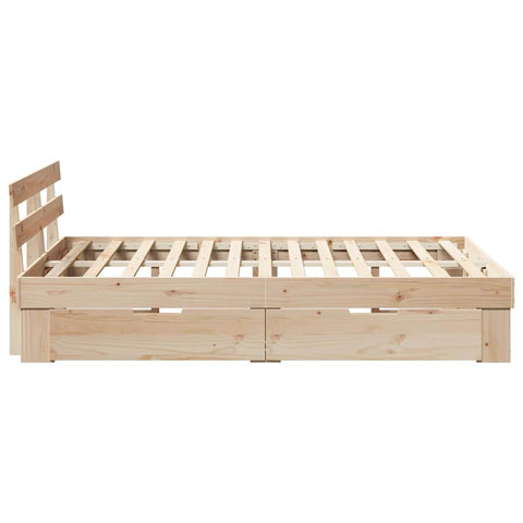 vidaXL with Drawer with Headboard with Storage Brown 120 x 190 cm Solid pine wood