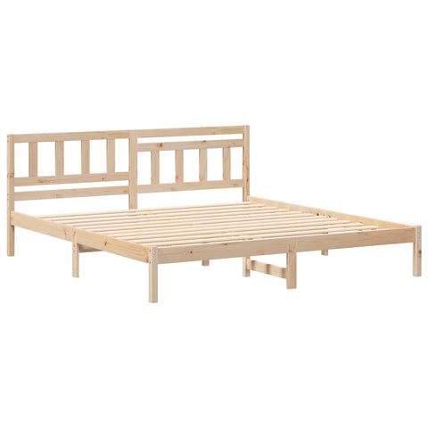 vidaXL Bed Frame with Headboard Brown 200 x 200 cm Solid pine wood