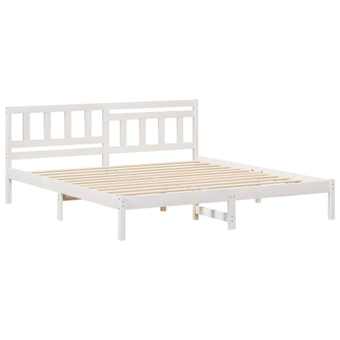 vidaXL Bed Frame with Headboard White 200 x 200 cm Solid pine wood